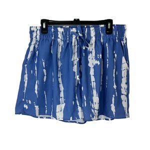 W Double JU Woman's Size 1X(XL) Sky Blue Tie-Dye Flowy Lightweight Shorts
